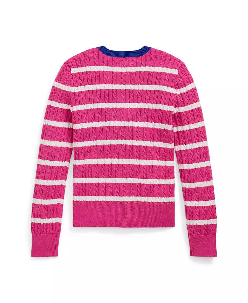 Ralph Lauren Big Girls Striped Mini-Cable Cotton Cardigan