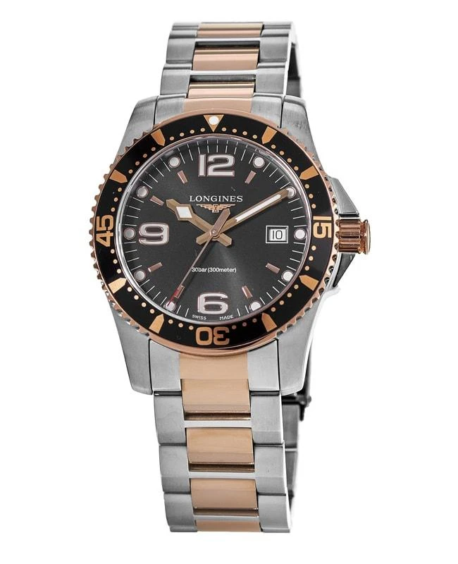 Longines Longines HydroConquest Quartz Steel & Gold Plated Black Dial Men's Watch L3.740.3.58.7 1