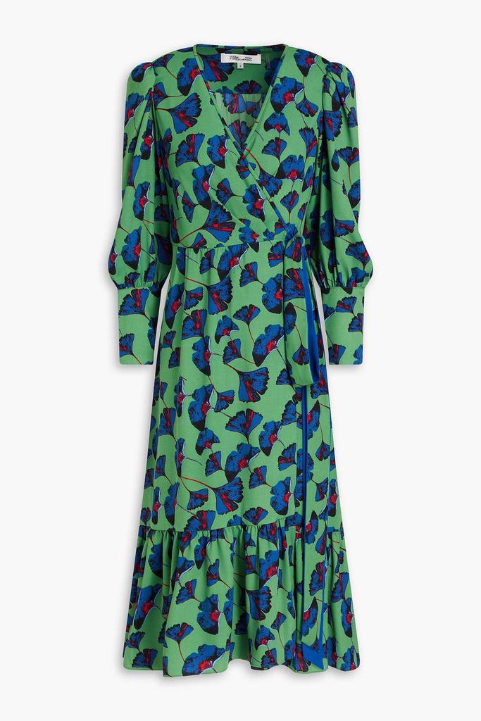 Diane von Furstenberg Blade gathered floral-print crepe midi wrap dress