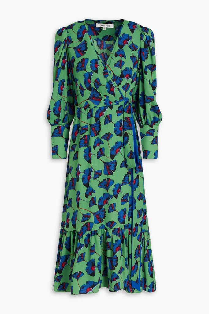 DIANE VON FURSTENBERG Blade gathered floral-print crepe midi wrap dress 1