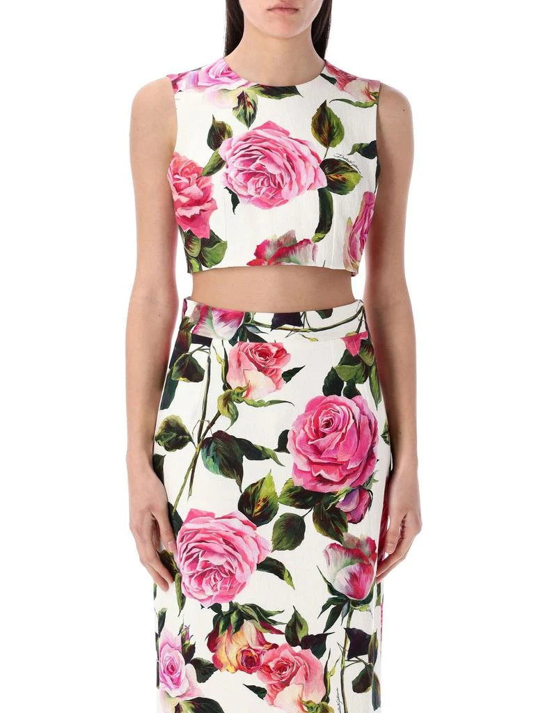 Dolce & Gabbana Dolce & Gabbana Rose Printed Cropped Top 1