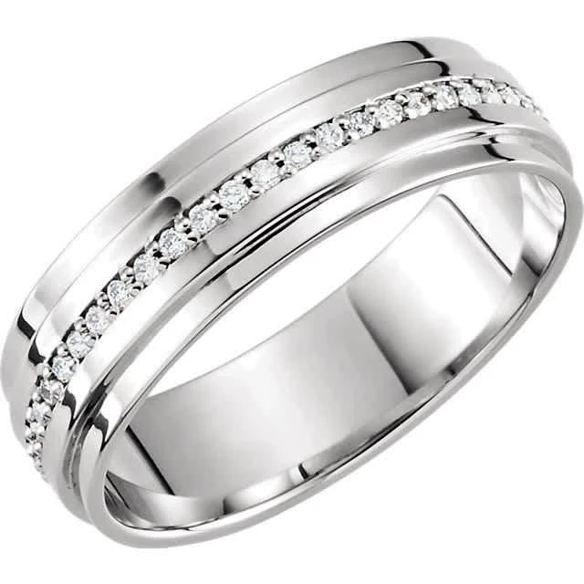 Pompeii3 Mens Diamond 3/8ct Eternity Ring Wedding Band 14k White Gold 7mm Lab Grown 3