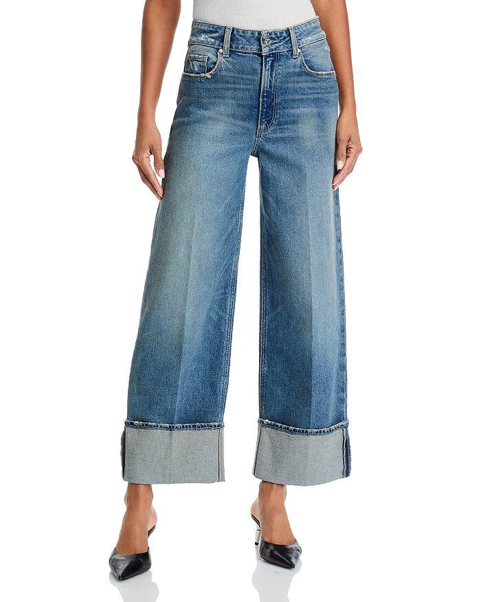 Paige Sasha Wide Cuff Ankle Jeans in Blue Note Distressed 1