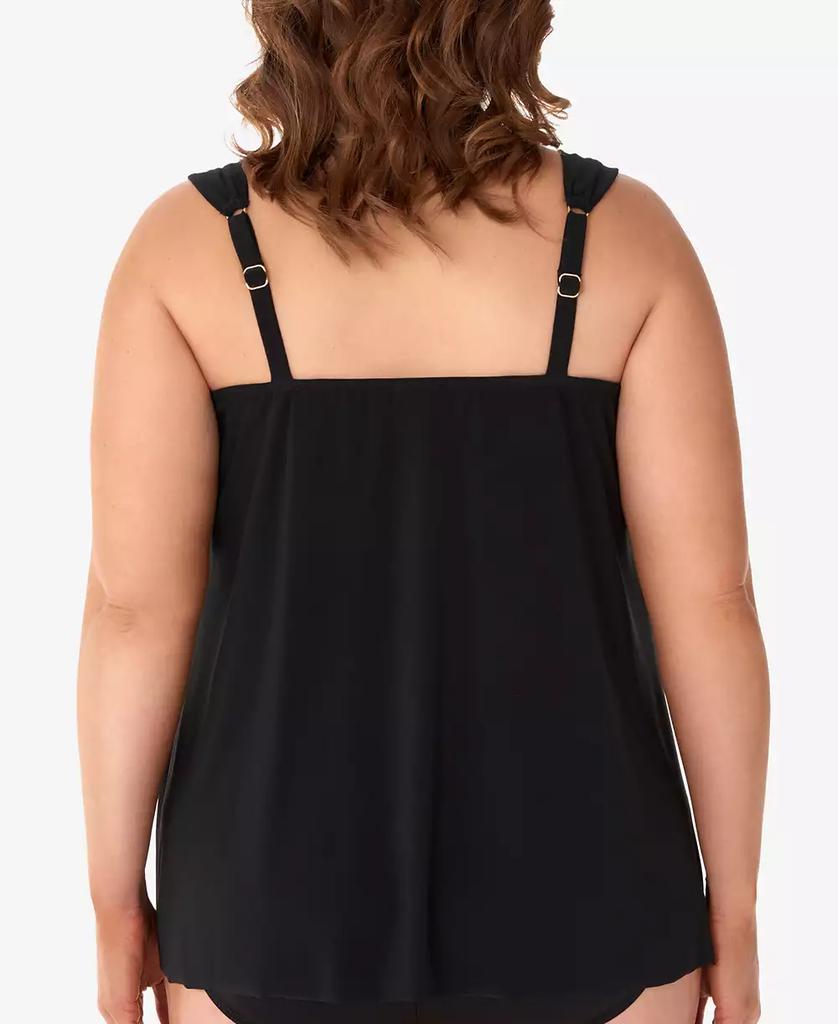 Miraclesuit Plus Size Razzle Dazzle Asymmetrical-Drape Tankini Top