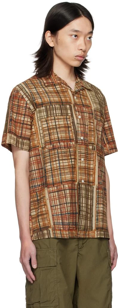 BEAMS PLUS Brown Block Print Shirt 2
