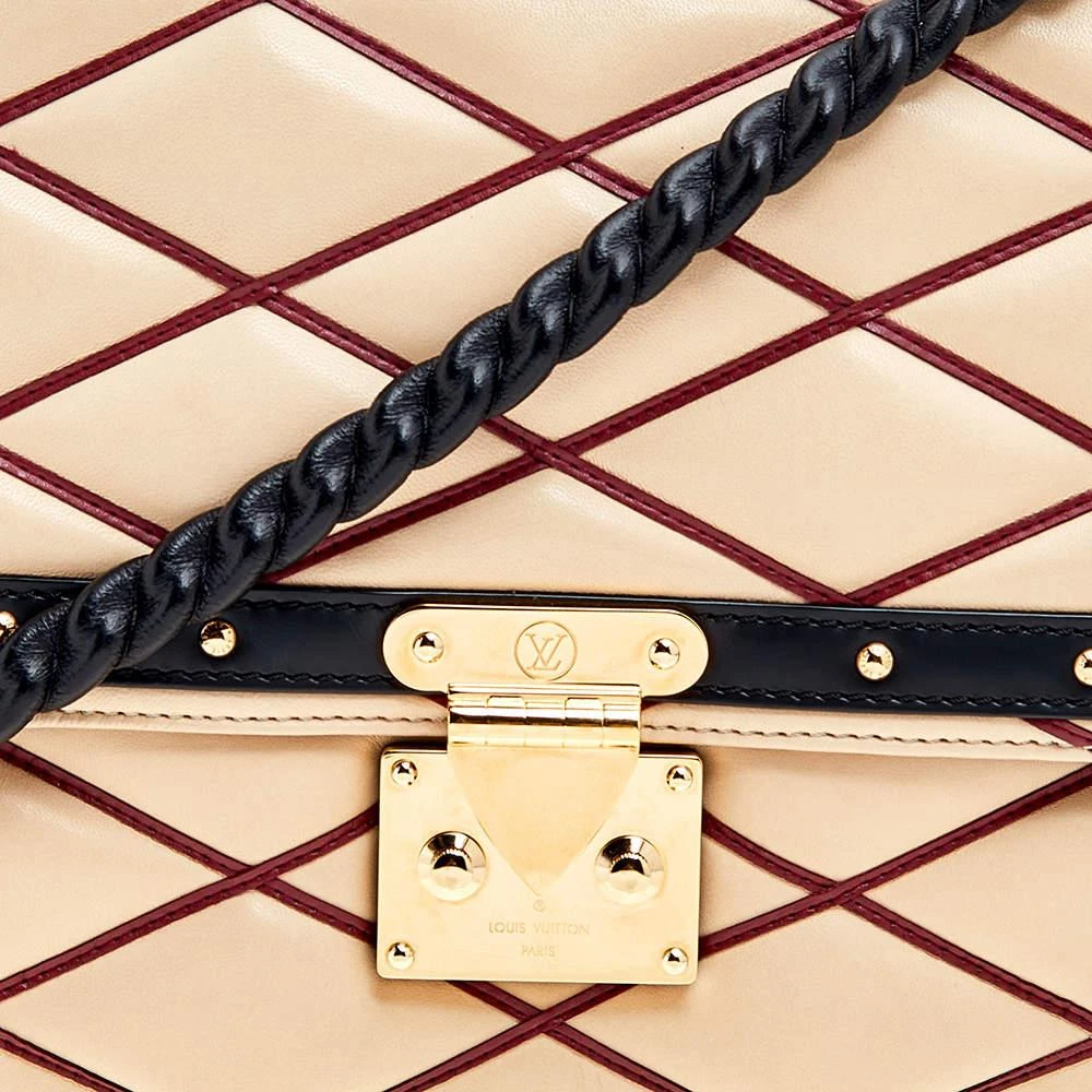 Louis Vuitton Louis Vuitton Beige/Black Leather Malletage Pochette Flap Bag 5
