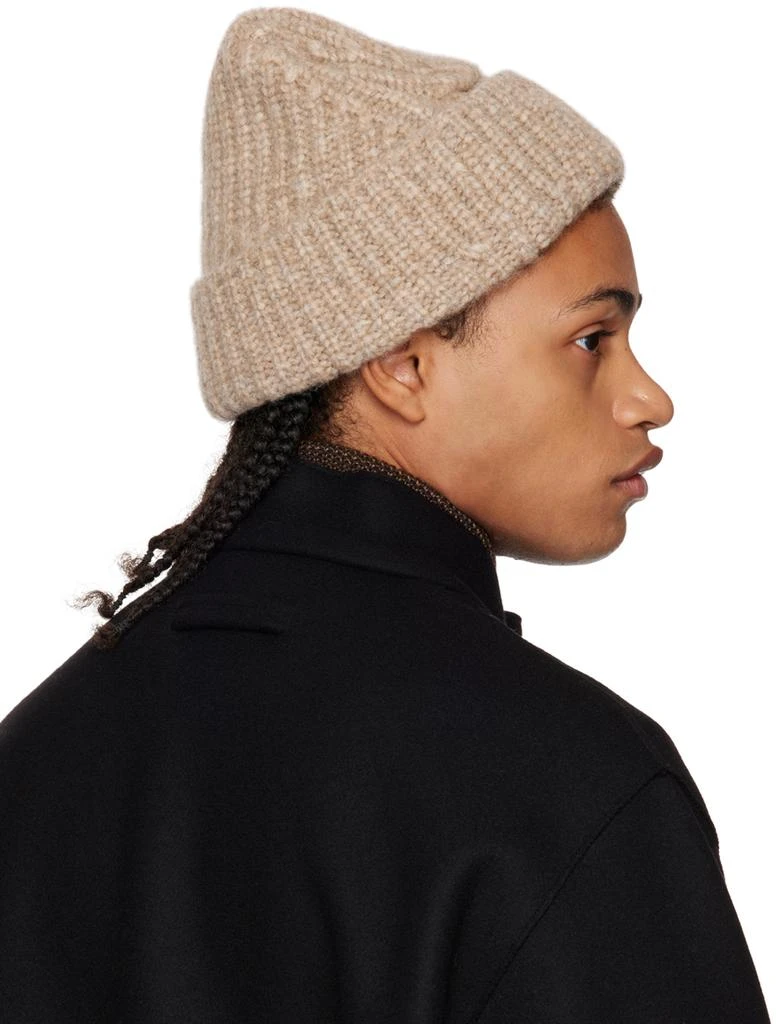 Salvatore Ferragamo Beige Ribbed Beanie 3