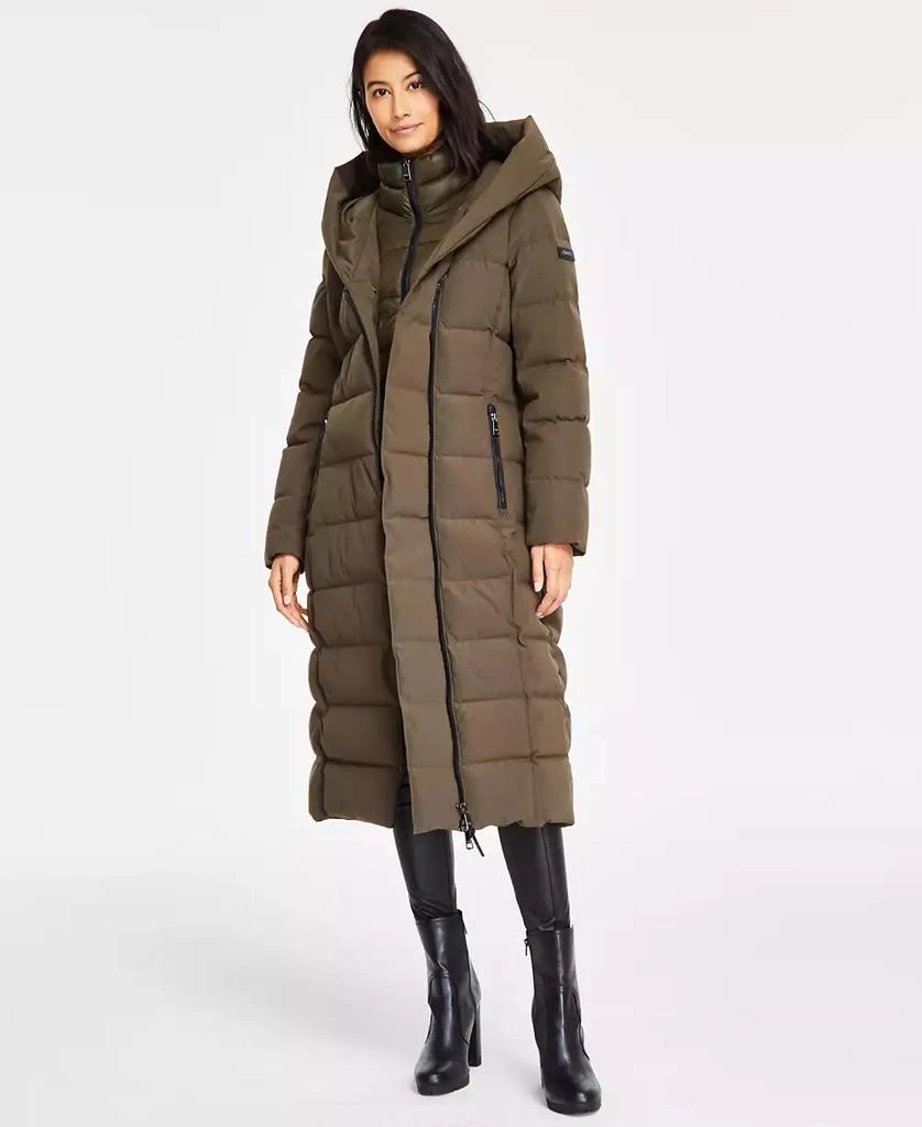 DKNY Women's Bibbed Shawl Collar Hooded Puffer Coat 1