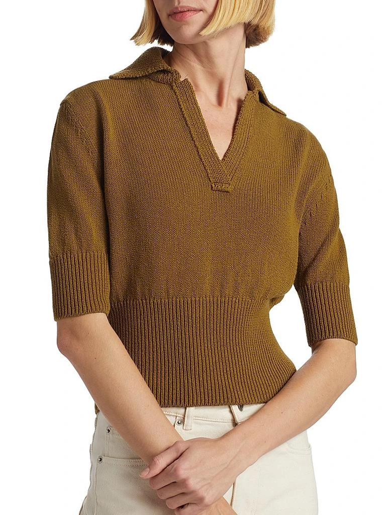Proenza Schouler Reeve Cotton-Blend Knit Polo Top 6
