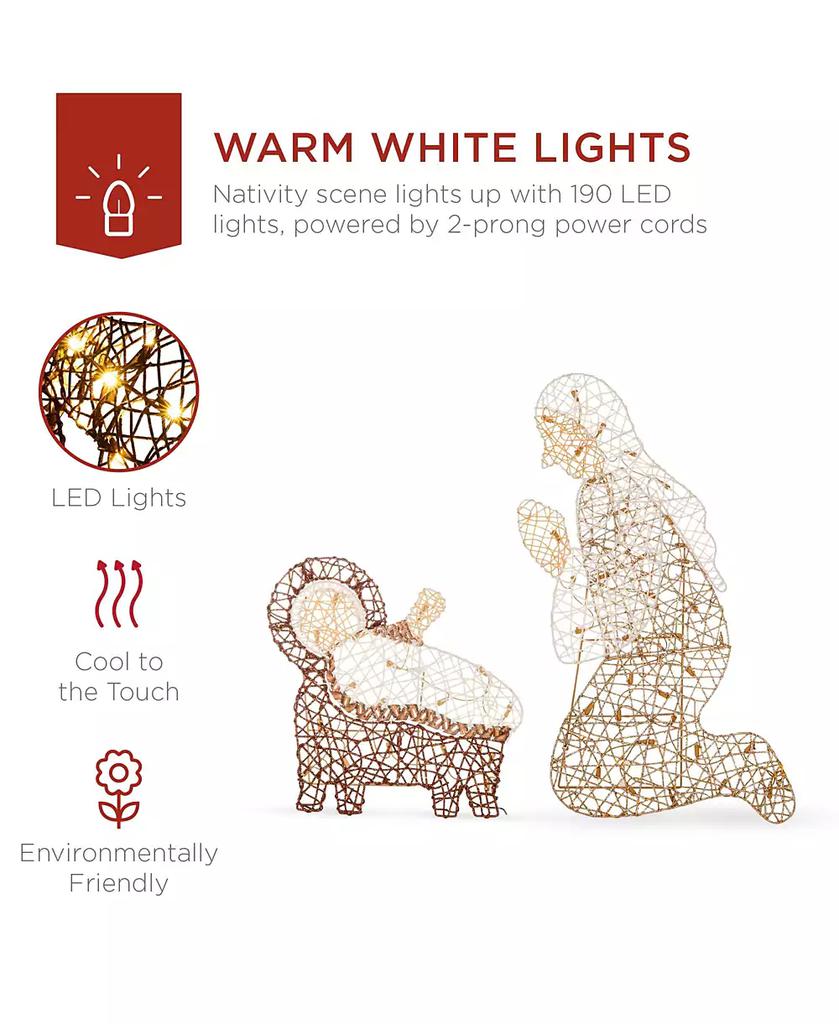Best Choice Products 6ft Lighted Outdoor Nativity Scene, Yard Decoration w/ 190 LED Lights, Stakes, Zip Ties