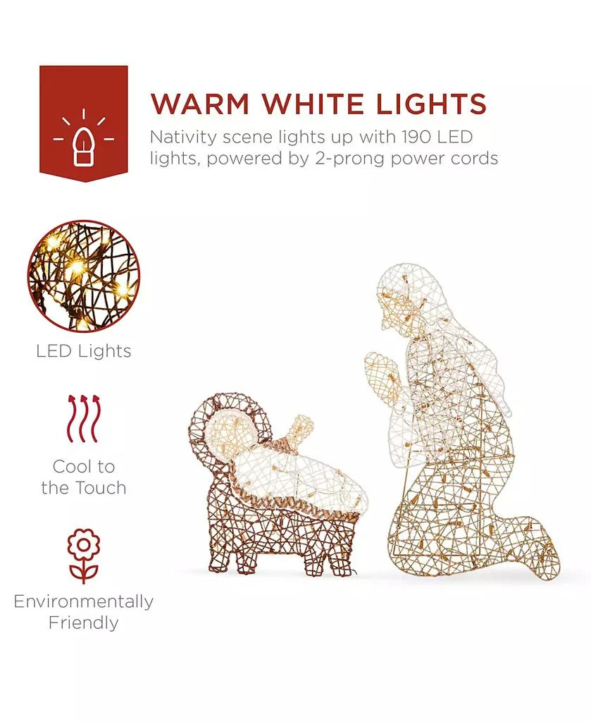Best Choice Products 6ft Lighted Outdoor Nativity Scene, Yard Decoration w/ 190 LED Lights, Stakes, Zip Ties 2