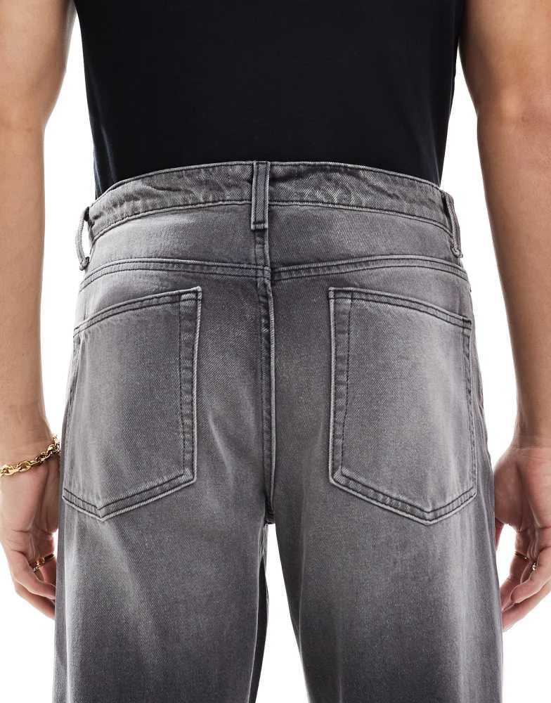 ASOS ASOS DESIGN wide flare jeans in washed black 4