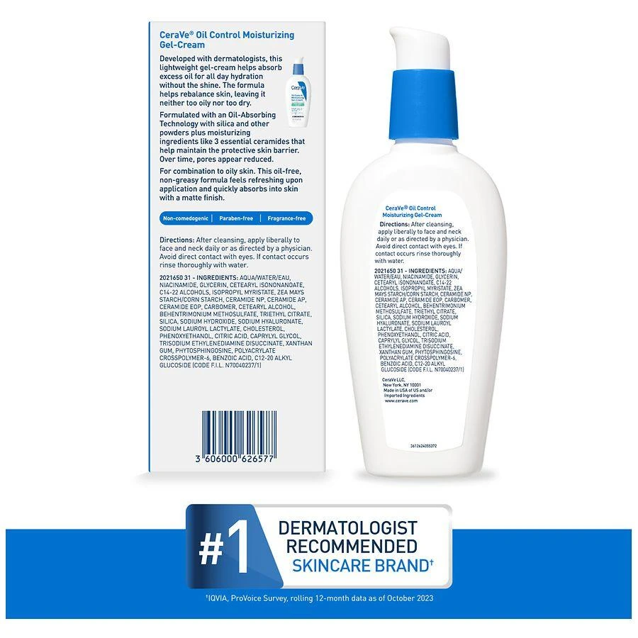 CeraVe Oil Control Moisturizing Gel-Cream Face Moisturizer for Combination to Oily Skin 3