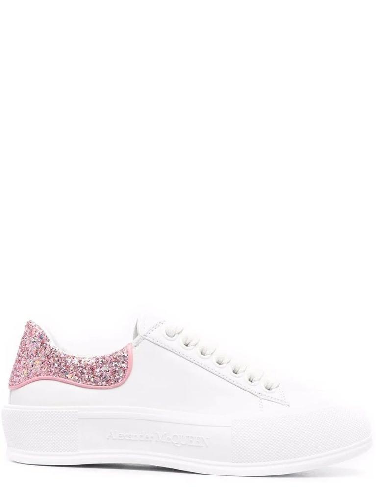 NA White Deck Plimsoll Sneakers with glitter contrasting detail
