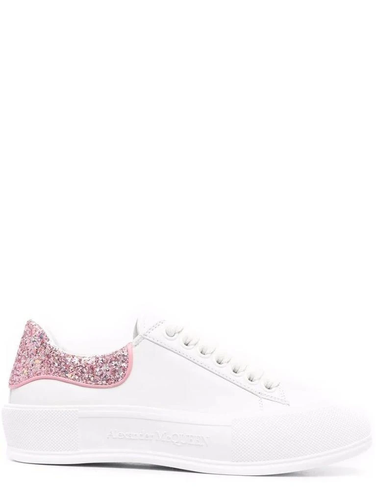 NA White Deck Plimsoll Sneakers with glitter contrasting detail 1