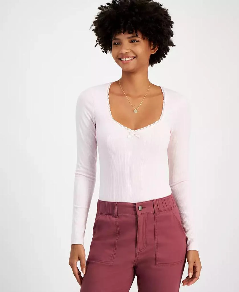 Self Esteem Juniors' Sweetheart-Neck Long-Sleeve Bodysuit 1