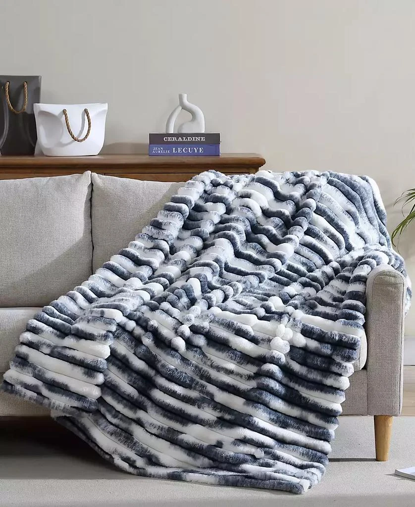 French Connection CLOSEOUT! Abstract Printed Faux Fur Throw, 60" x 50" 1