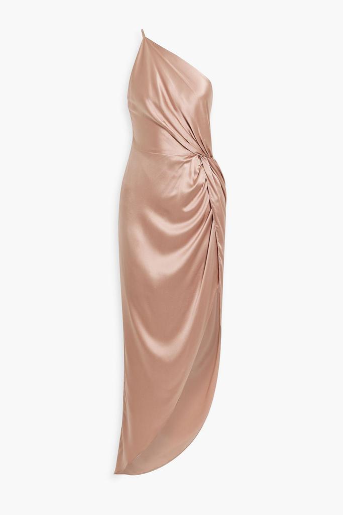 Michelle Mason One-shoulder twist-front sailk-satin gown