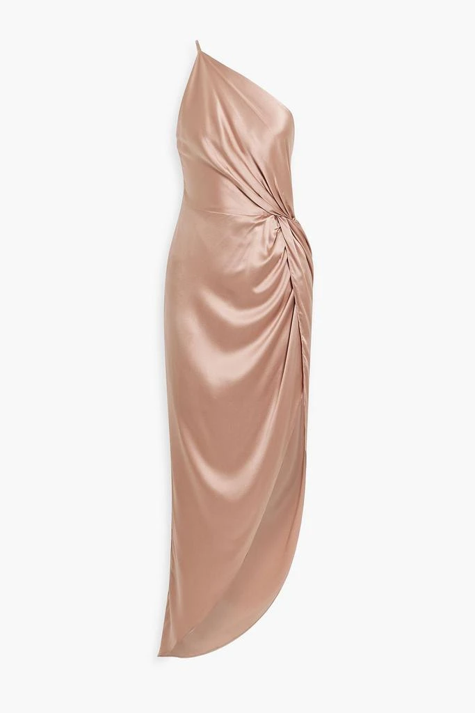 Michelle Mason One-shoulder twist-front sailk-satin gown 1