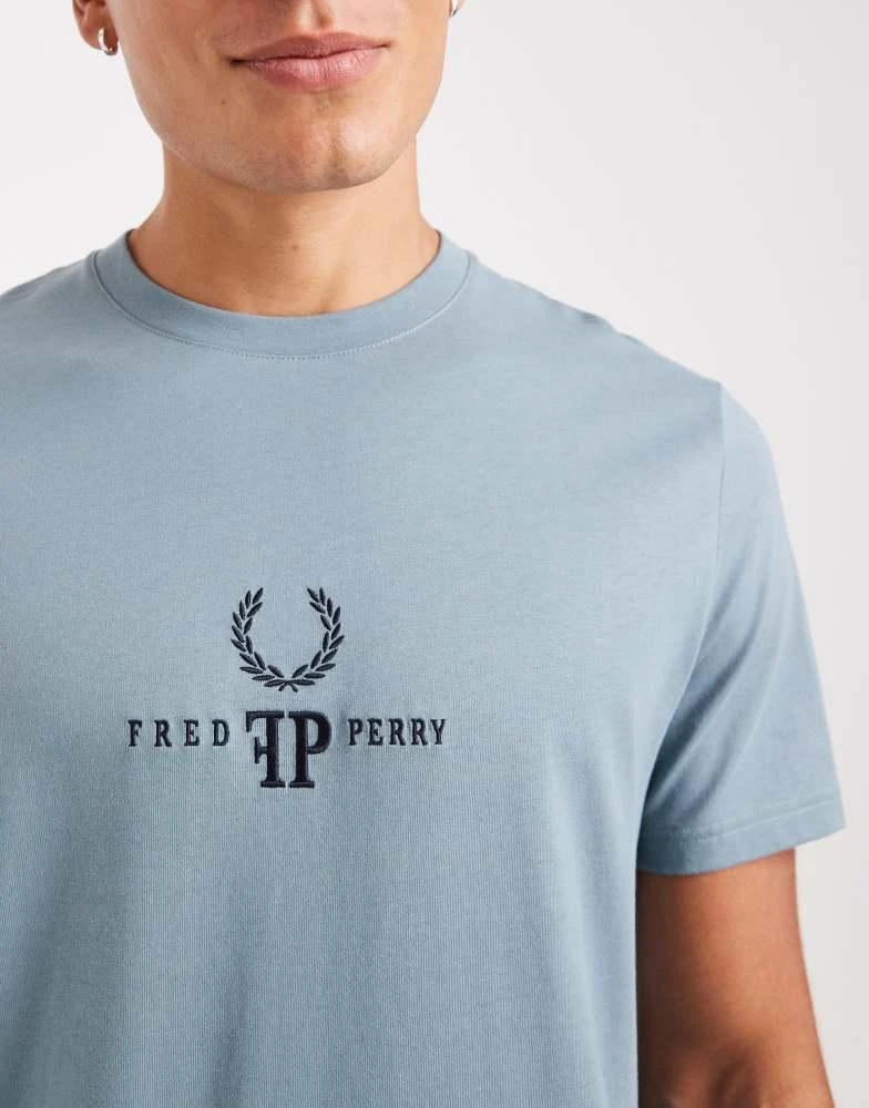 Fred Perry Fred Perry monogram t-shirt in light blue 5