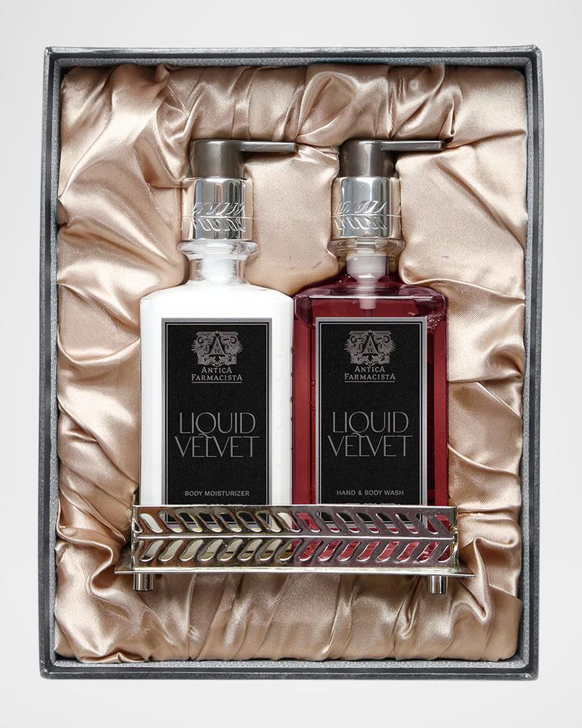Antica Farmacista Liquid Velvet Silver Bath & Body Gift Box with Silver Tray, 2 x 10 oz.