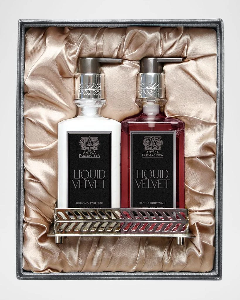 Antica Farmacista Liquid Velvet Silver Bath & Body Gift Box with Silver Tray, 2 x 10 oz. 1