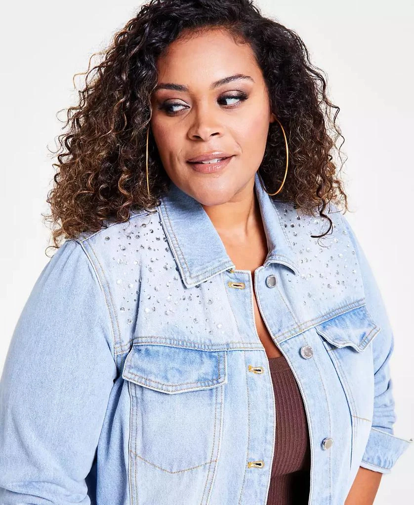 Nina Parker Trendy Plus Size Cotton Embellished Denim Jacket 3