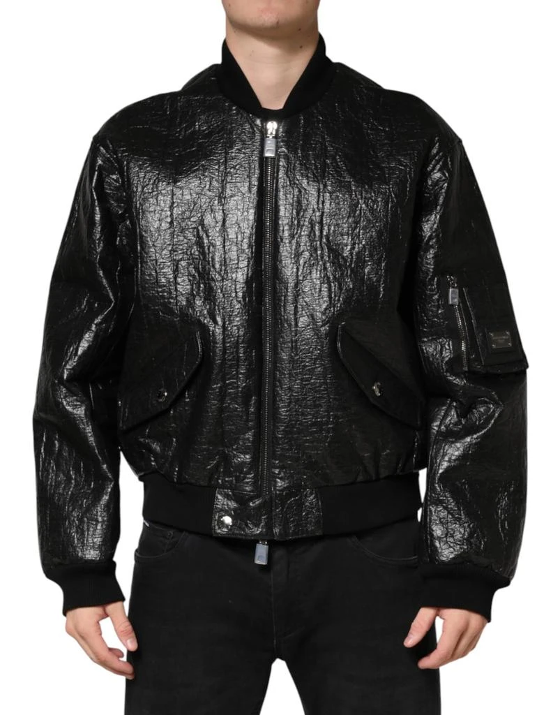 Dolce 
Gabbana Cellulose Leather FullZip Biker Men
s Jacket