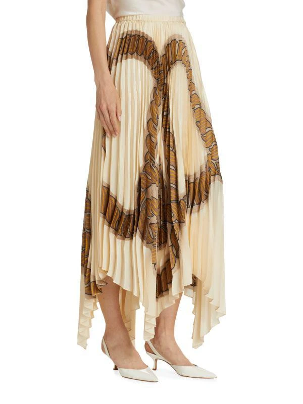 Lafayette 148 New York Rope-Print Pleated Silk Handkerchief Skirt 3