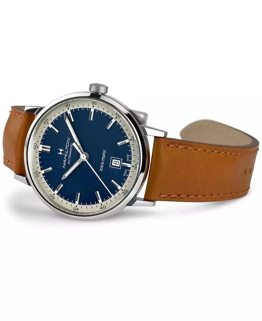 Hamilton Men's Swiss Automatic Intra-Matic Brown Leather Strap Watch 40mm 2
