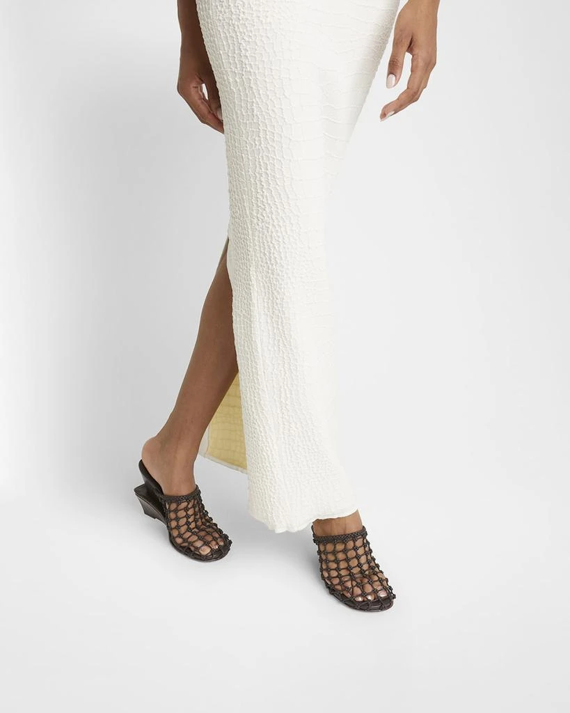 Jacquemus Les Doubles Tresses Croc-Embossed Wedge Mules 2
