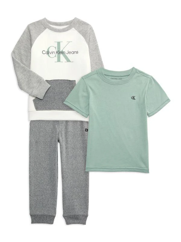 Calvin Klein Baby Boy's & Little Boy's 3-Piece Logo Tee, Sweatshirt & Joggers Set 1