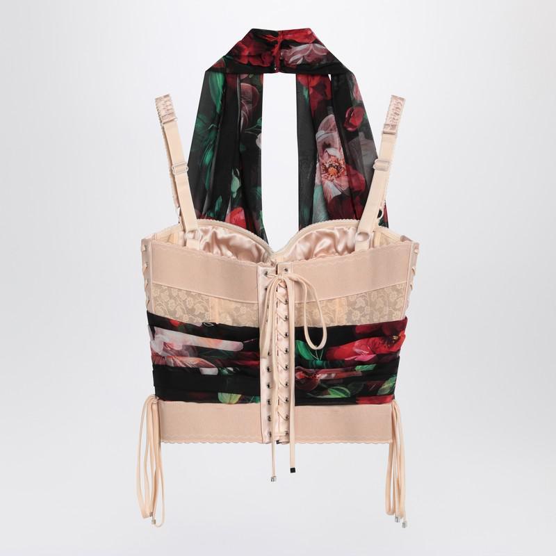 Dolce & Gabbana Dolce & Gabbana Bustier Top In Marquisette And Chiffon With Floral Print