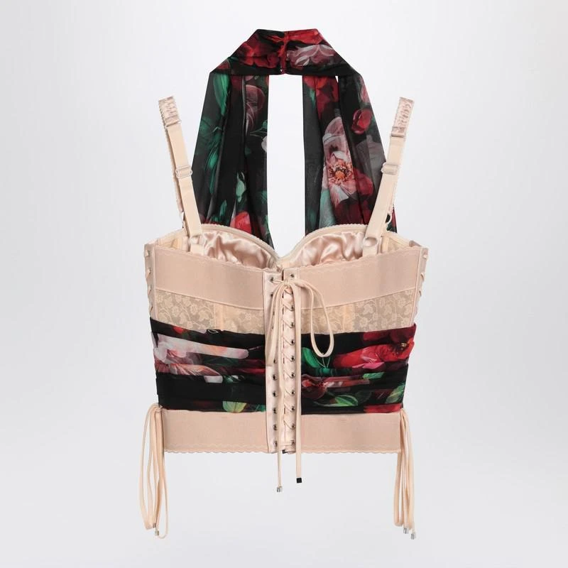 Dolce & Gabbana Dolce & Gabbana Bustier Top In Marquisette And Chiffon With Floral Print 2