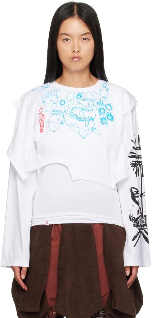Charles Jeffrey Loverboy White Long Sleeve Double T-Shirt 1