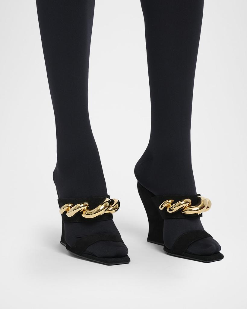 Alaia 110mm Jewel Suede Wedge Mules