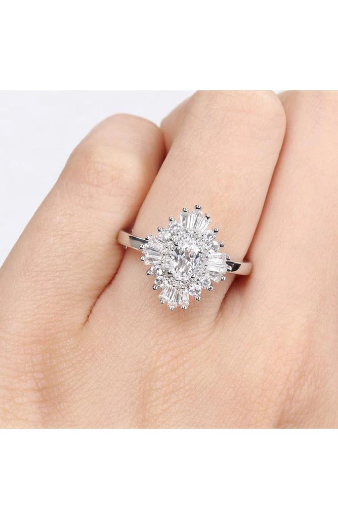 DELMAR Sterling Silver Created White Sapphire Statement Ring 2