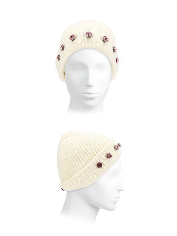 Kurt Geiger Faux Crystal Embellished Ribbed Beanie 3