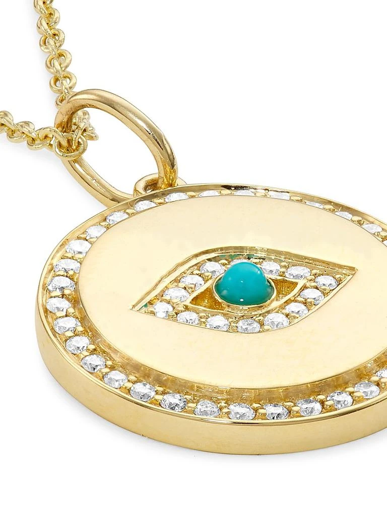 Sydney Evan 14K Yellow Gold, Diamond, & Turquoise Evil-Eye Medallion Necklace 4