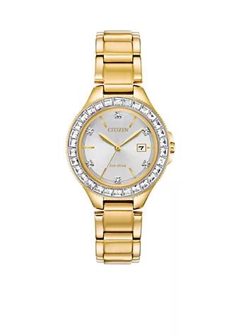 Citizen Women's Gold-Tone Stainless Steel Eco-Drive Crystal Silhouette Bracelet Watch