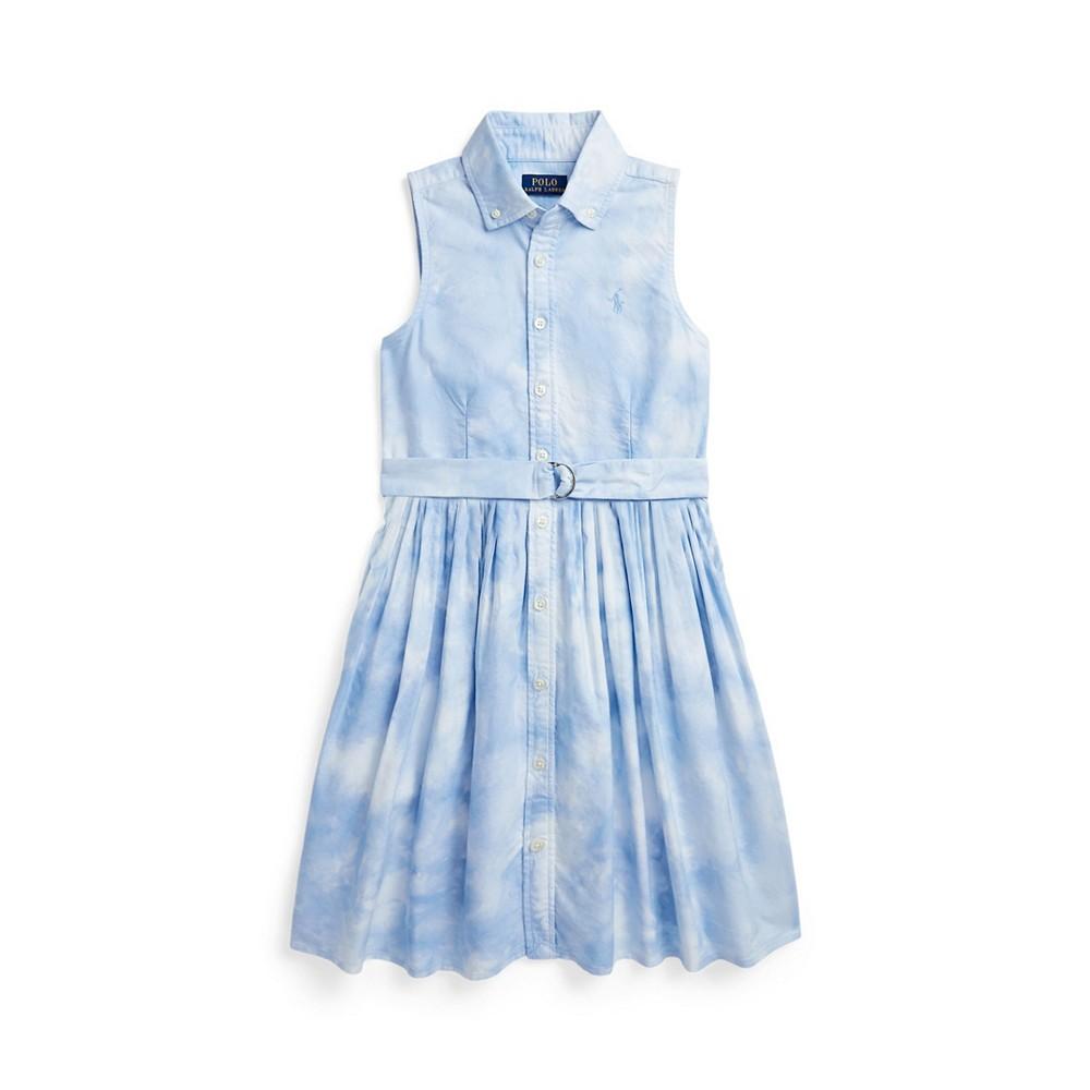 Polo Ralph Lauren Big Girls Belted Tie-Dye-Print Cotton Shirtdress