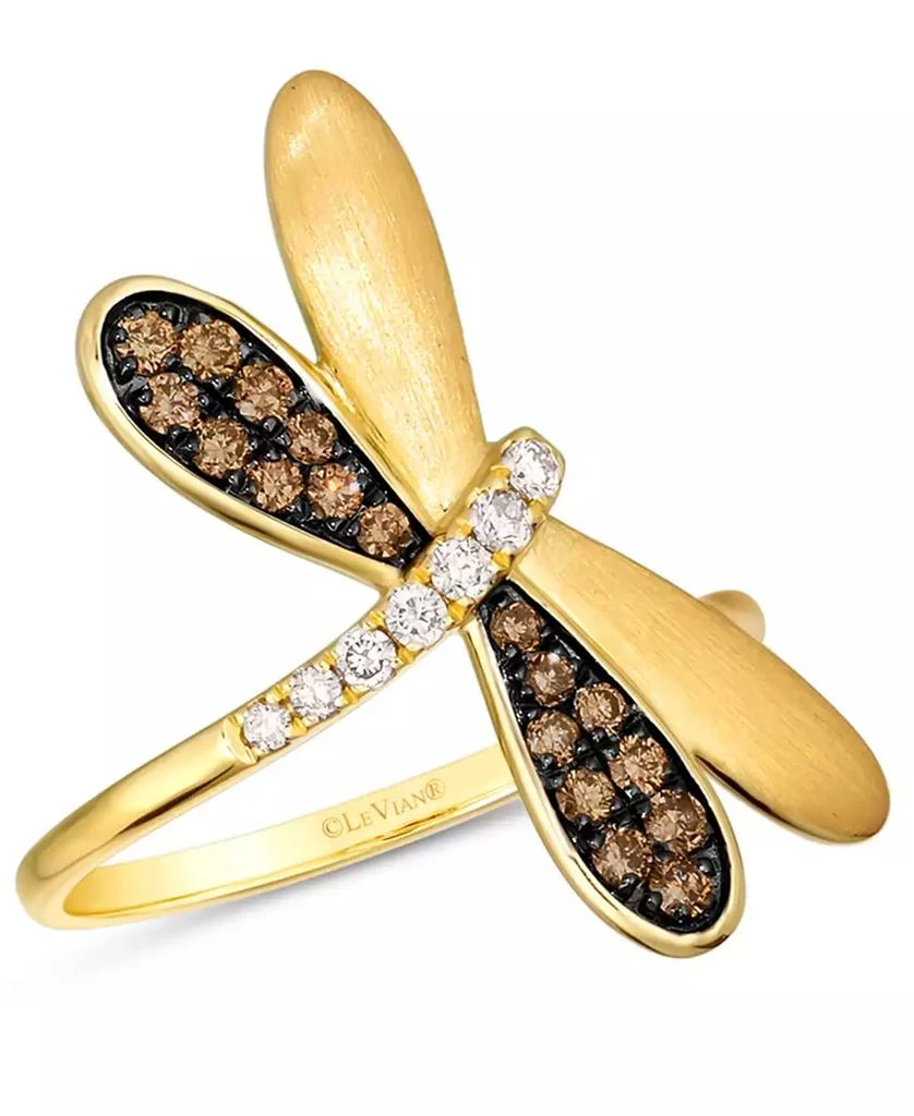 Le Vian Chocolate Diamond & Nude Diamond Dragonfly Ring (1/3 ct. t.w.) in 14k Gold 1
