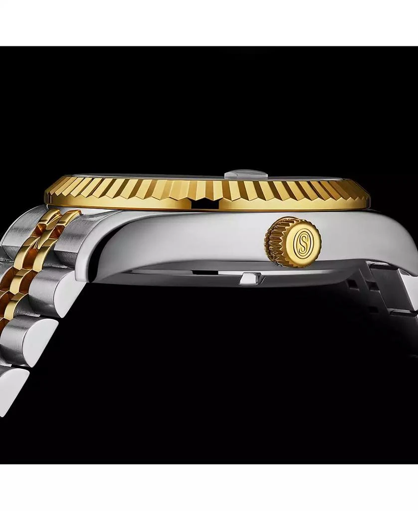 Stuhrling Datemaster II Men s Swiss Automatic 42mm Two-Tone Stainless Steel Watch, Silver Dial, Fluted Bezel, Day & Date, 100M Water Resistant 5