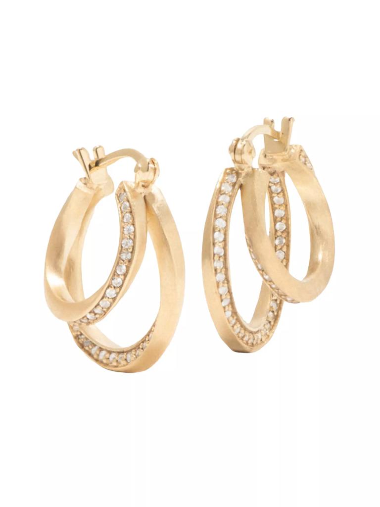 Completedworks Suburbs 18K Gold-Plated & White Topaz Double Hoop Earrings