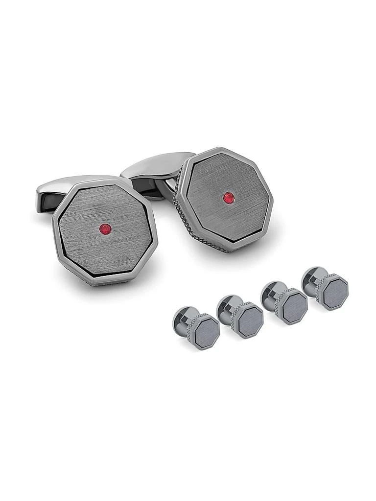 Tateossian London Eye Ruby Octagon Cufflink Set