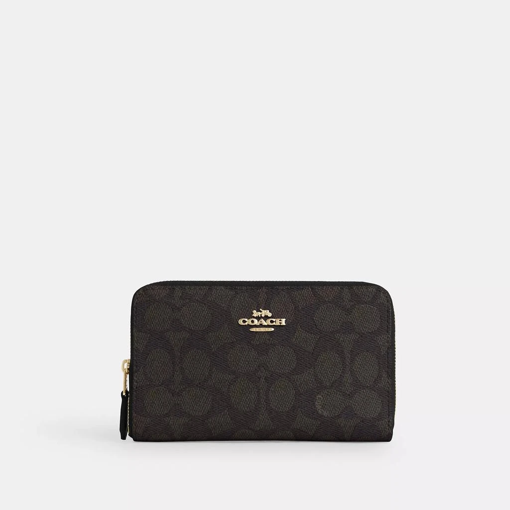 Coach Medium Id Zip Wallet In Signature Canvas 1