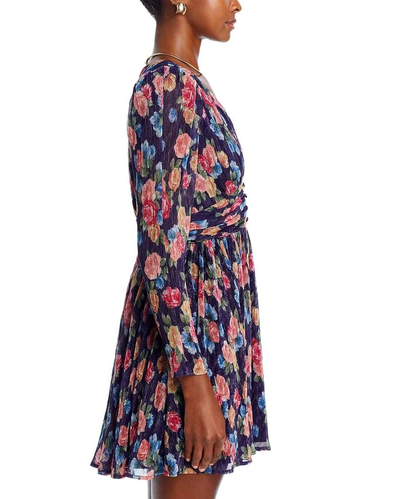 AQUA Metallic Long Sleeve Floral Print Dress - Exclusive 5