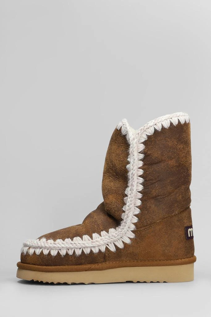 Mou Eskimo 24 Vintage Low Heels Ankle Boots In Brown Leather 3