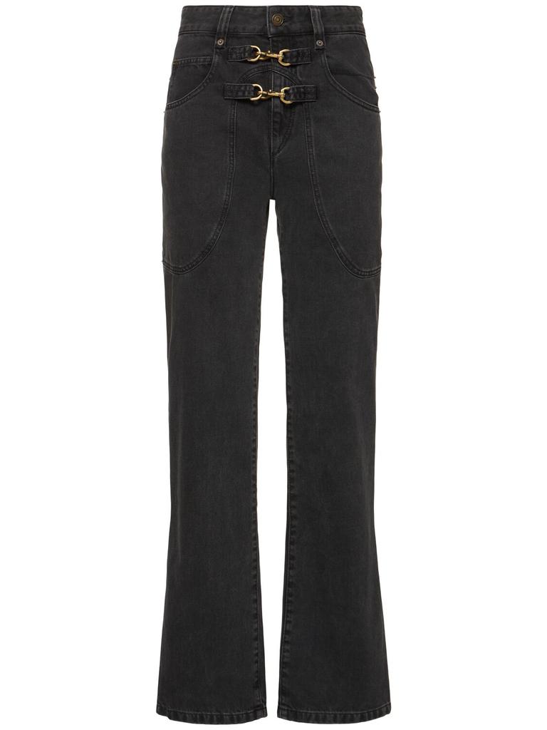 Isabel Marant Brinley Cotton Denim Jeans W/buckles