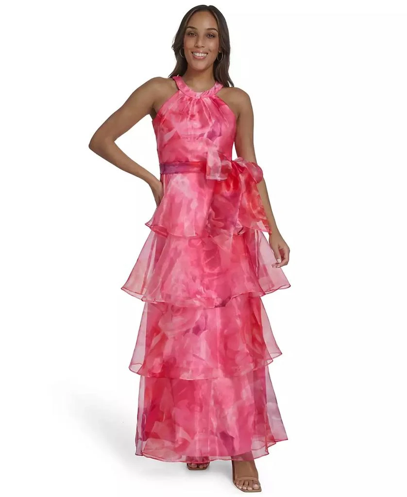 Eliza J Women's Halter Tiered Skirt Gown